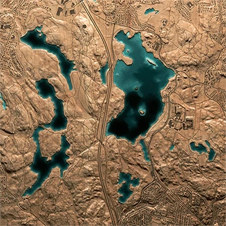 Middlesex Fells Reservation topographic relief map