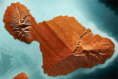 Maui Island topographic relief map