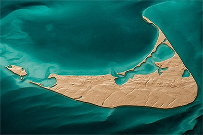Nantucket Island topographic relief map